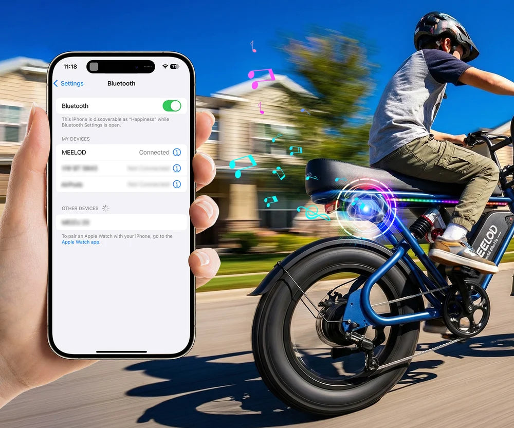 MEELOD   T16   Moped   Style   Ebike   –   Bluetooth,   RGB   Lights   &   NFC   Unlock