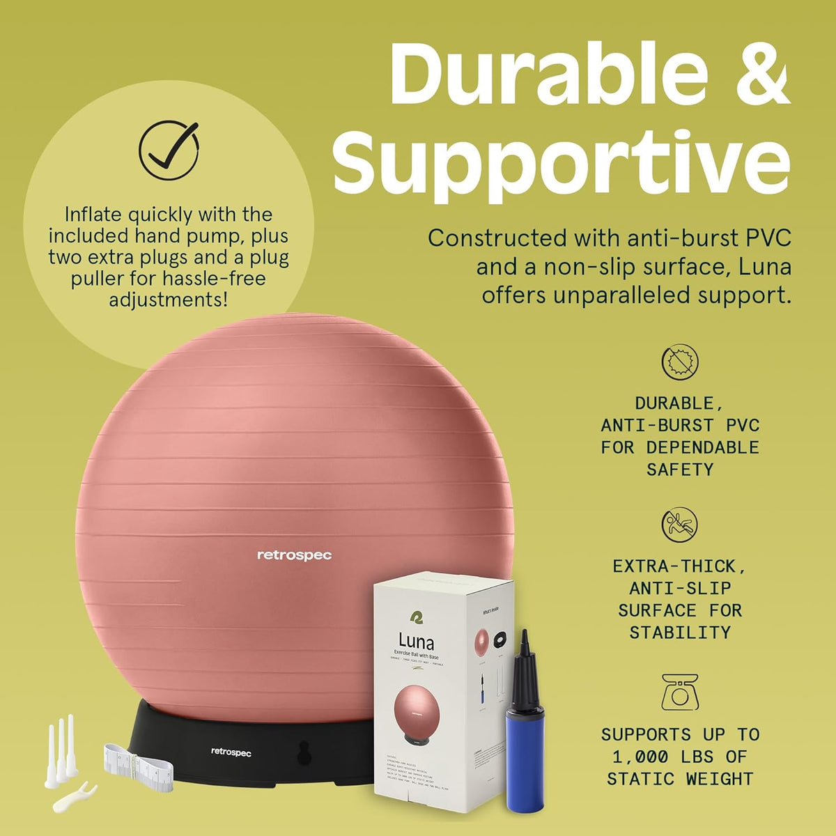 Ocean Blue Retrospec Luna Exercise Ball 65CM