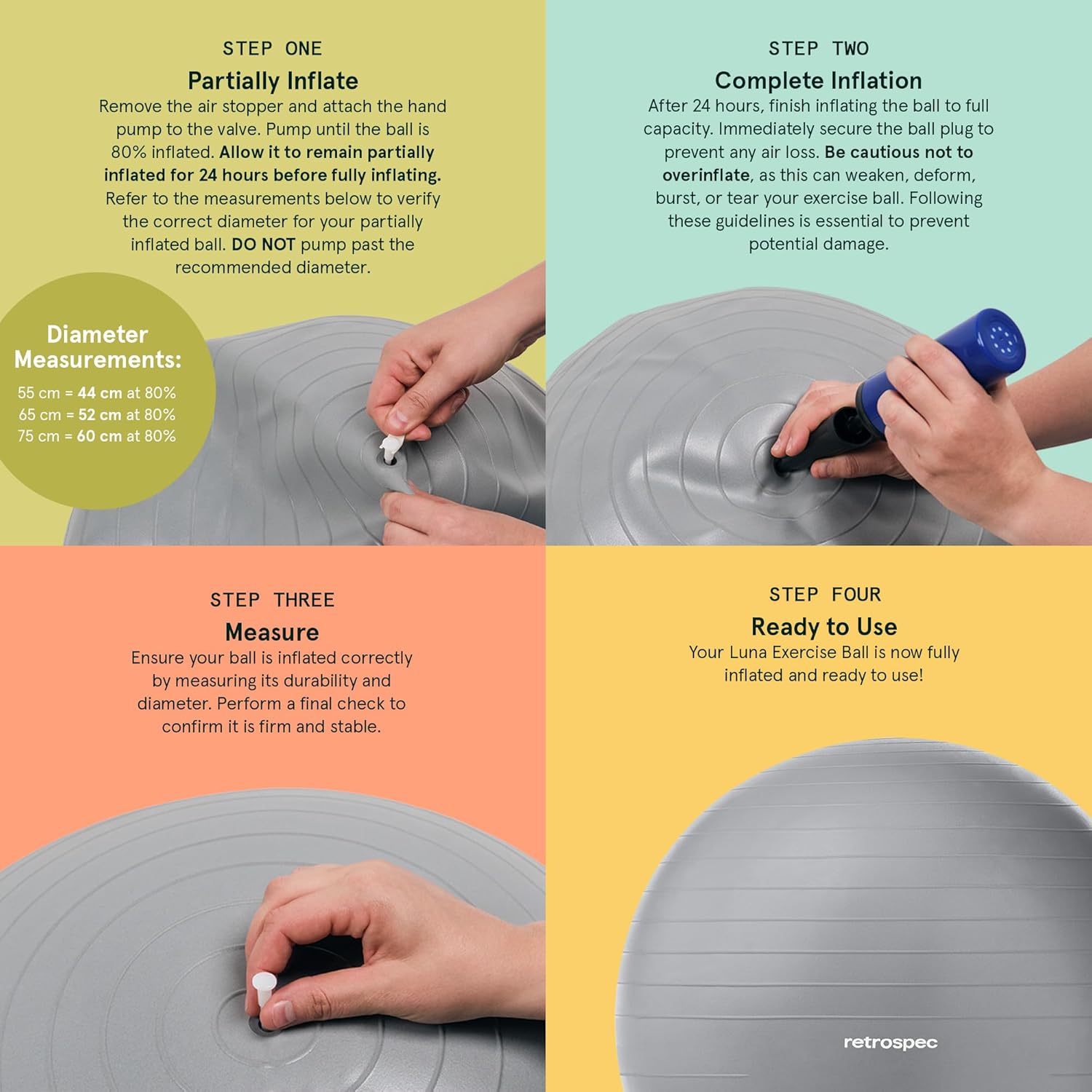 Ocean Blue Retrospec Luna Exercise Ball 65CM
