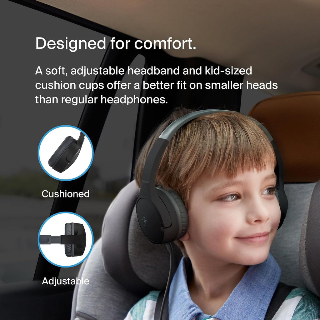 Belkin SoundForm Mini Wired Kids Headphones, On Ear, USB C to 3.5mm Adapter