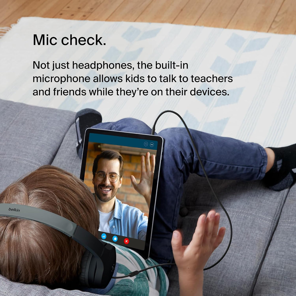 Belkin SoundForm Mini Wired Kids Headphones, On Ear, USB C to 3.5mm Adapter