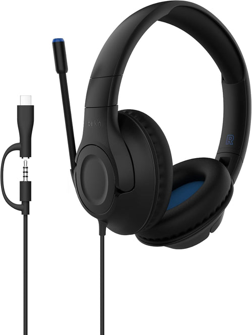 Belkin SoundForm Mini Wired Kids Headphones, On Ear, USB C to 3.5mm Adapter