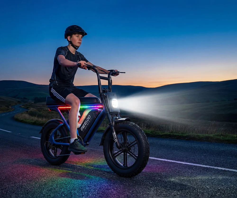 MEELOD   T16   Moped   Style   Ebike   –   Bluetooth,   RGB   Lights   &   NFC   Unlock